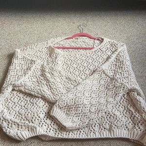 Open Knit Cream Colored Sweater